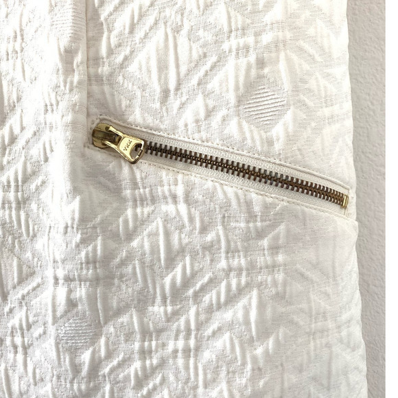 J Crew Women’s Ivory Jacquard Knit Zip Pocket‎ Sleeveless Dress - Picture 3 of 6